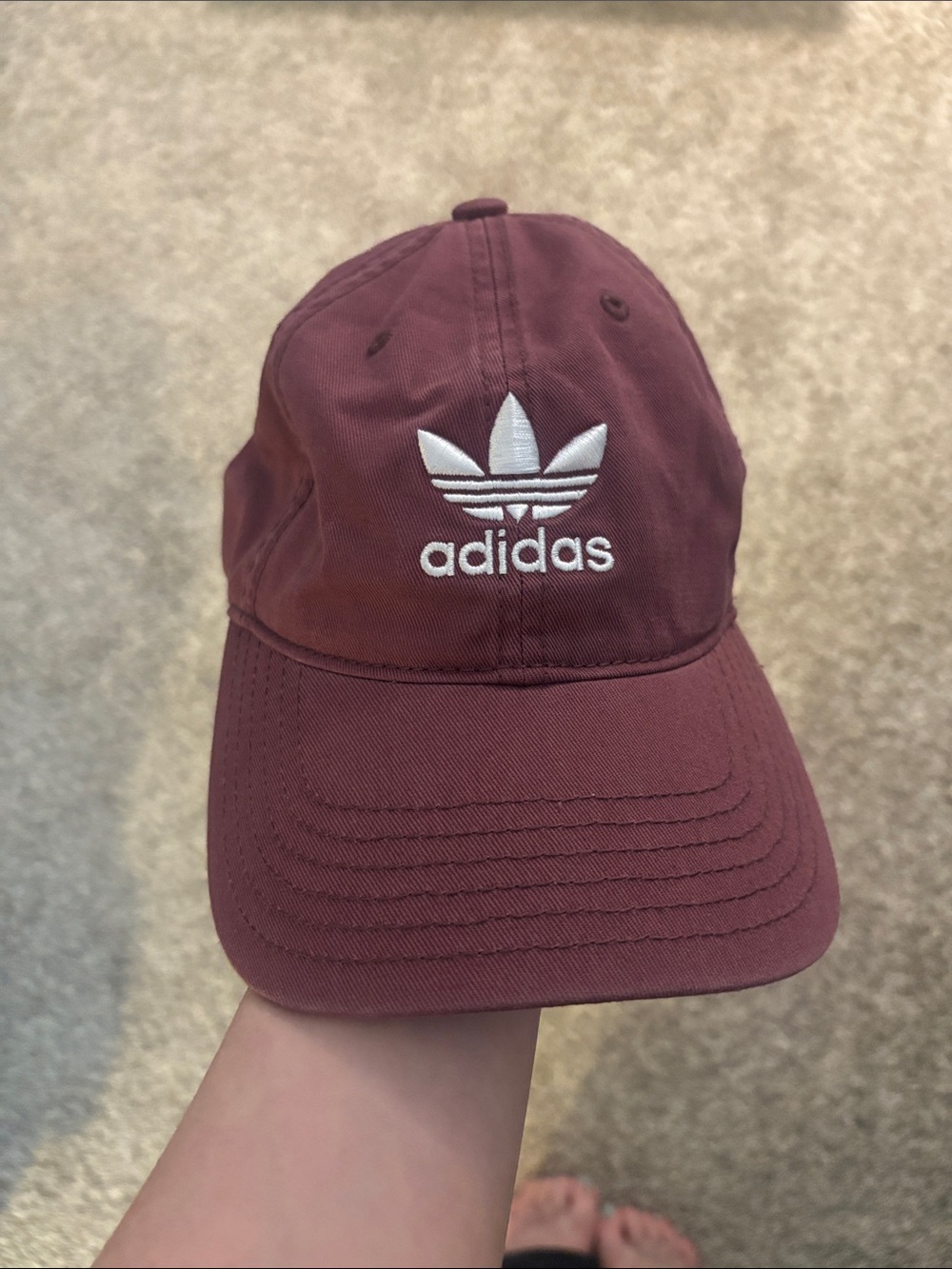 adidas Maroon Trefoil Baseball Cap with White Logo